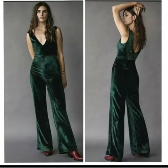Free People Pants - NWT $380 Free People x Brenda Knight Jewel Evening Jumpsuit Size XS Velvet